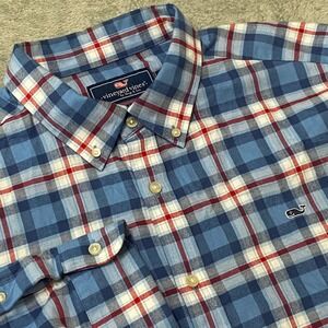 Vineyard Vines Mens XXL Classic Fit Plaid Whale Flannel Shirt Button Down